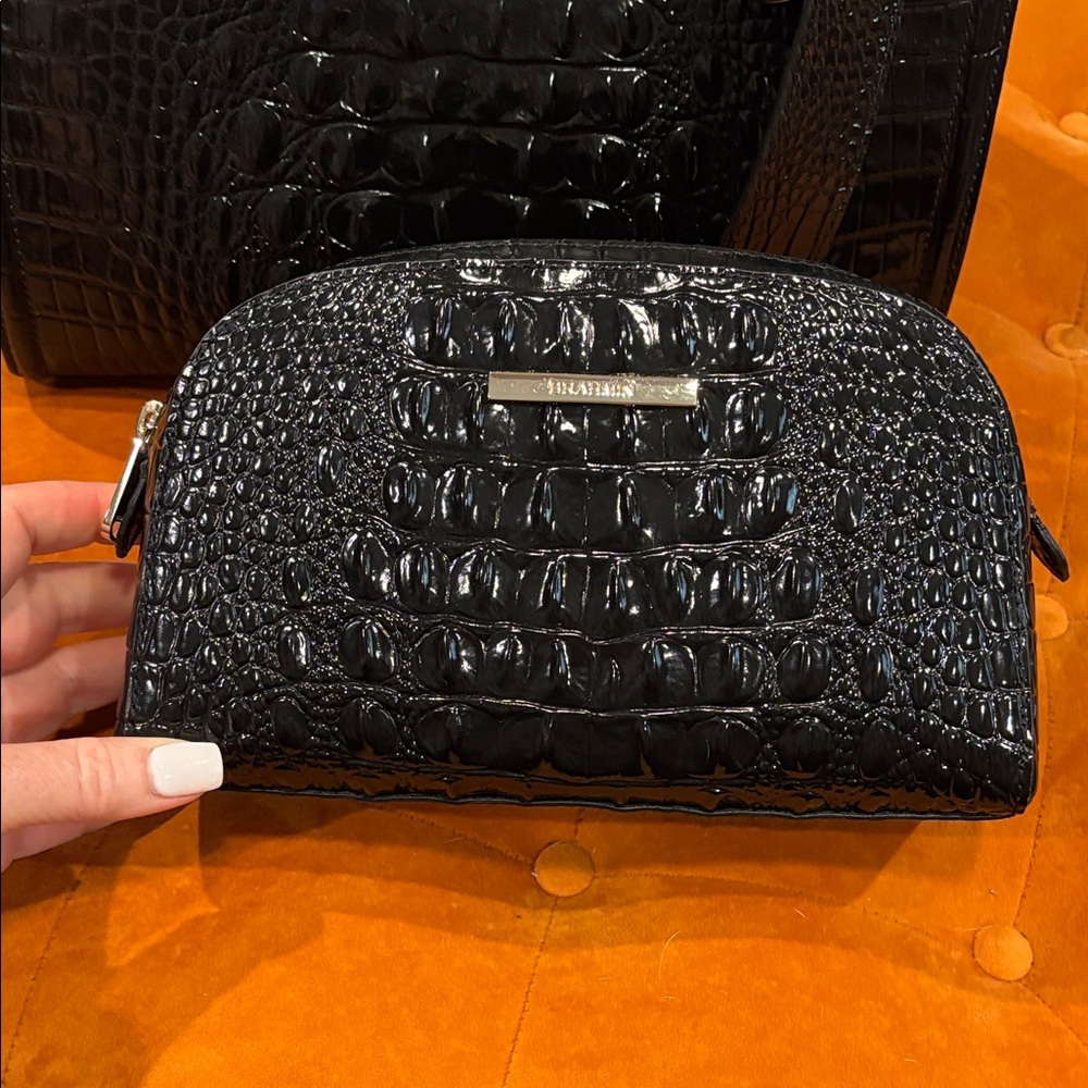 Brahmin Black Crocodile Embossed Handbag Set - Picture 5 of 16